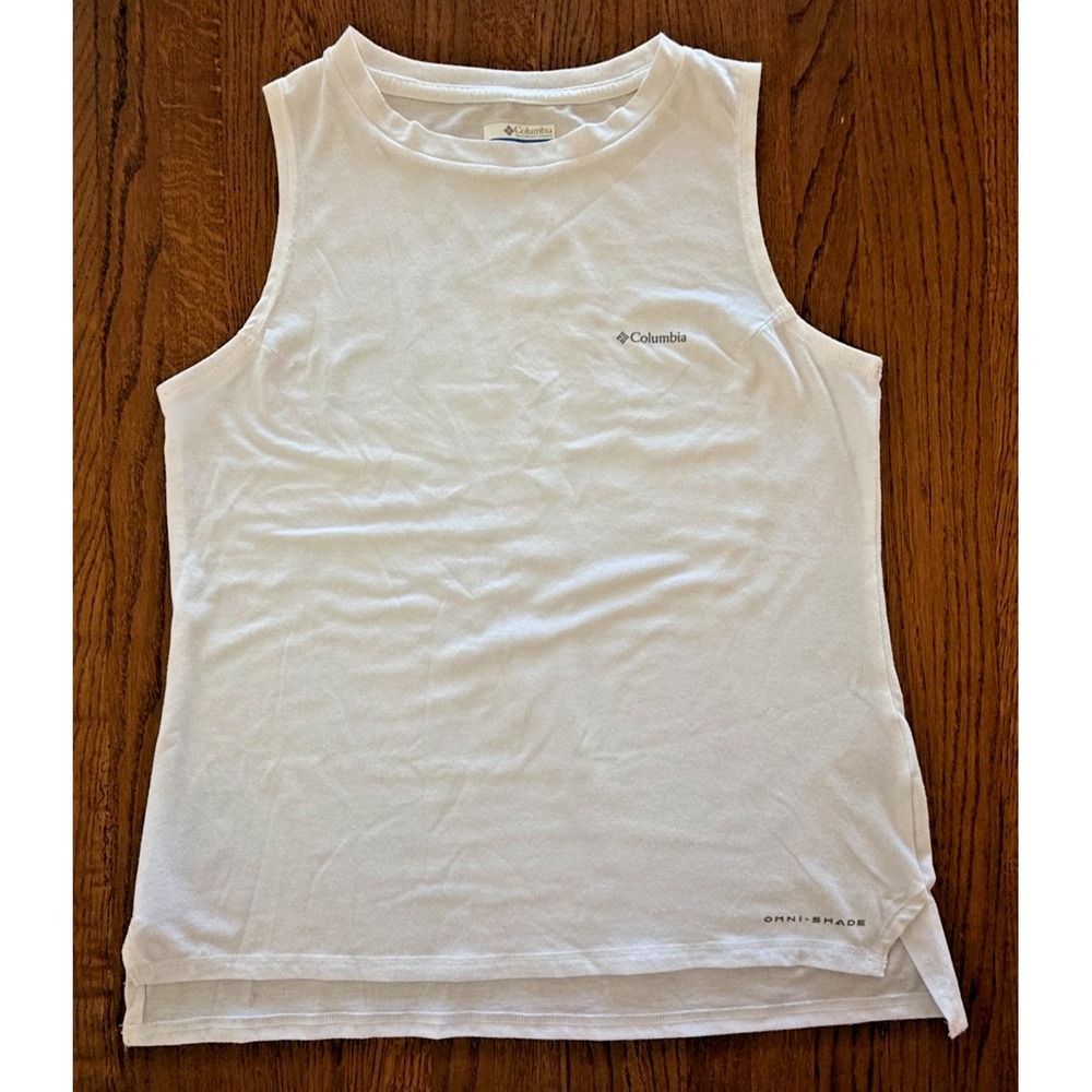 Columbia Omni-Shade Tank‎ Top Women's Medium White Sleevelss Athletic Hiking